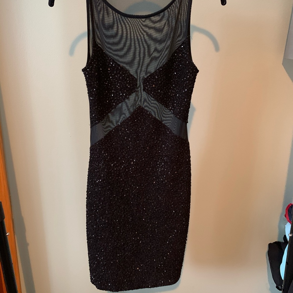 Solemio bedazzled and sheer dress